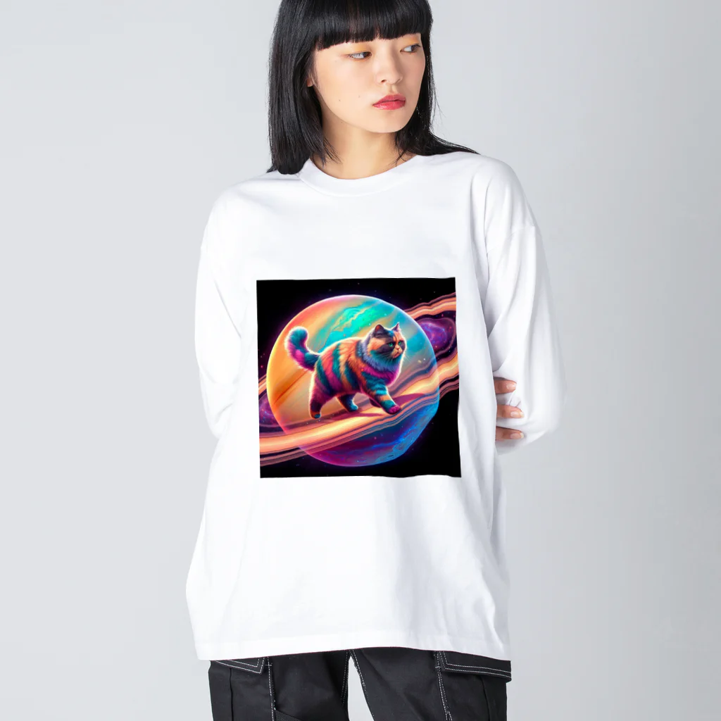 ニャーちゃんショップのスペースキャット Big Long Sleeve T-Shirt