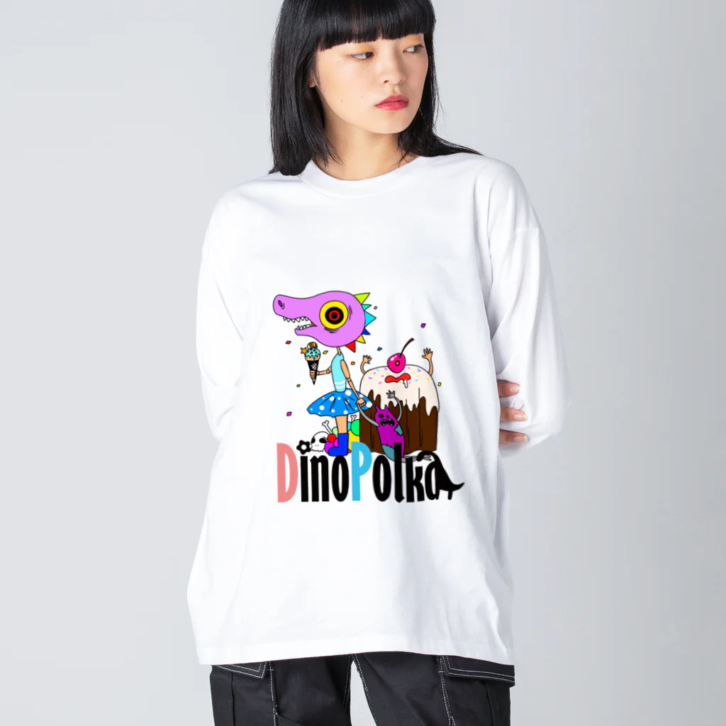 DinoPolkaのスウィートザウルスちゃん ビッグシルエットロングスリーブTシャツ