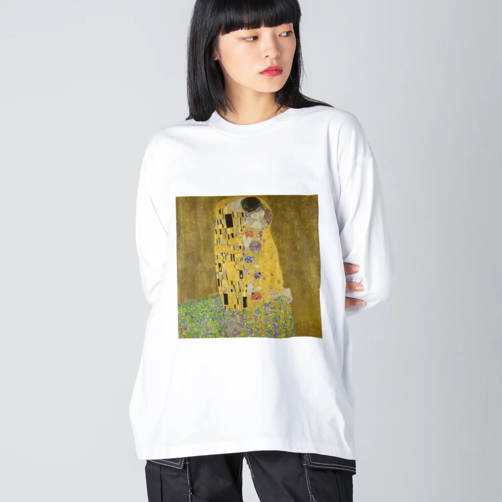 名画館のクリムト「接吻」　グスタフ・クリムトの絵画【名画】 ビッグシルエットロングスリーブTシャツ