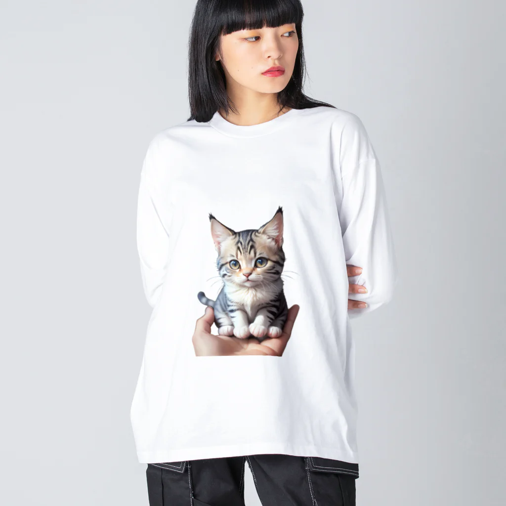 ジヤム職人の"手のひらの猫"  ビッグシルエットロングスリーブTシャツ