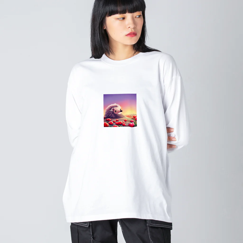 koba777のドット絵ハリネズミ ビッグシルエットロングスリーブTシャツ