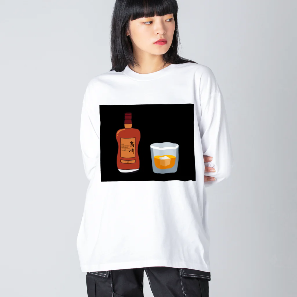 NokuchiiのTHE TAKASAKI SINGLE MALT JAPANEZE WHISKY AGED 027 YEARS ビッグシルエットロングスリーブTシャツ