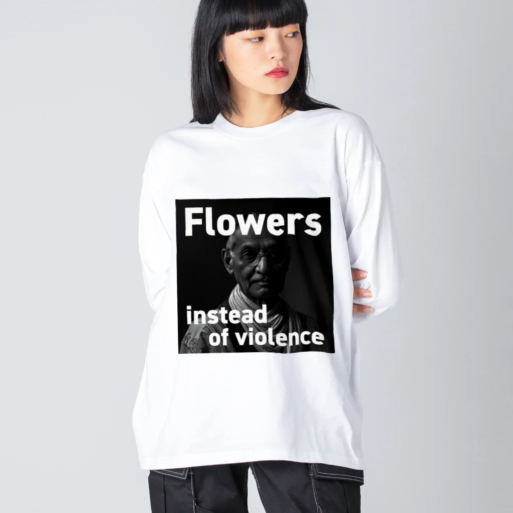 tetchの暴力の代わりに花束を。 ビッグシルエットロングスリーブTシャツ