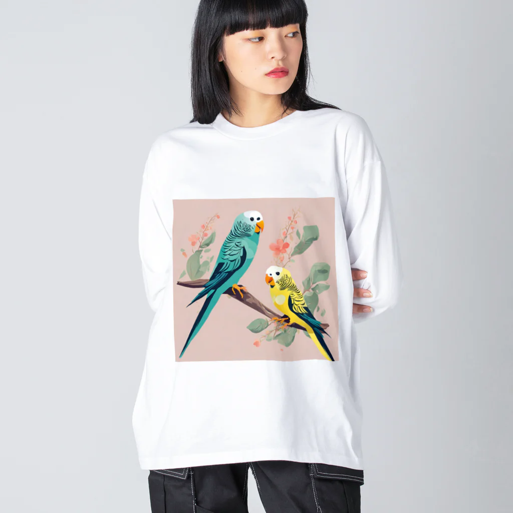 pinetreeのインコ１ ビッグシルエットロングスリーブTシャツ