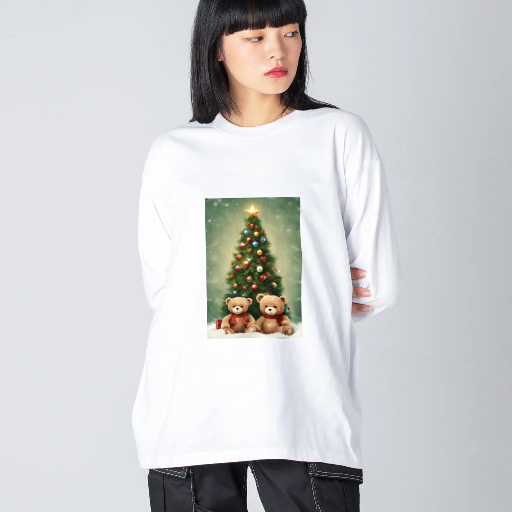 규리shopのテディーベア兄弟のクリスマス ビッグシルエットロングスリーブTシャツ