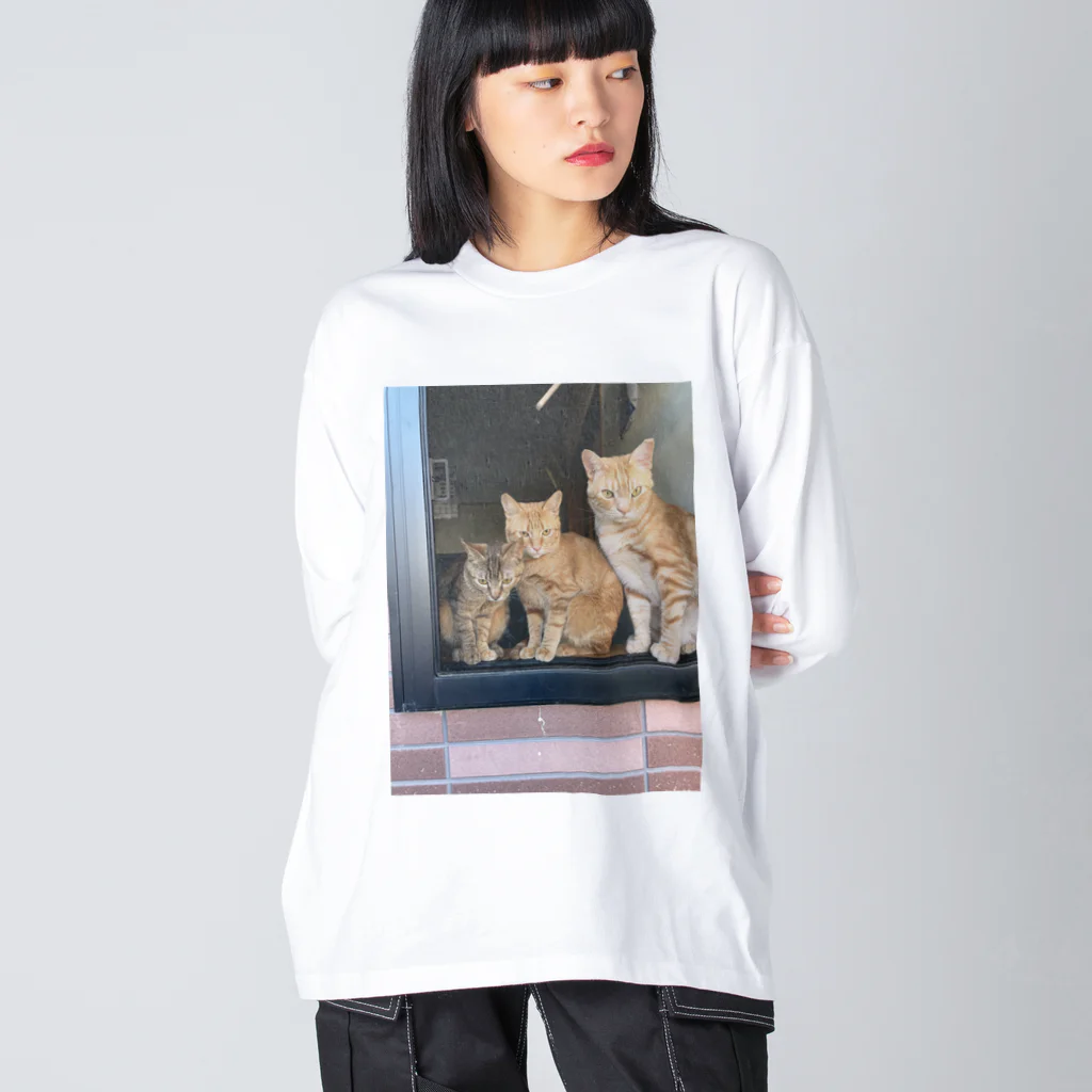 ANAROGUの出窓で飼い主帰るを待つ猫たち Big Long Sleeve T-Shirt