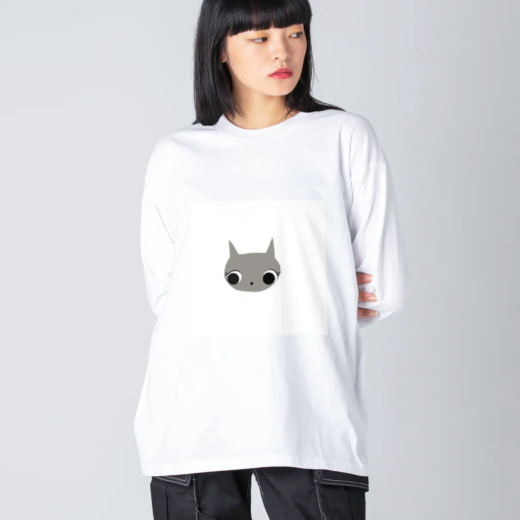 Popo Landのねこの「ね」 ビッグシルエットロングスリーブTシャツ