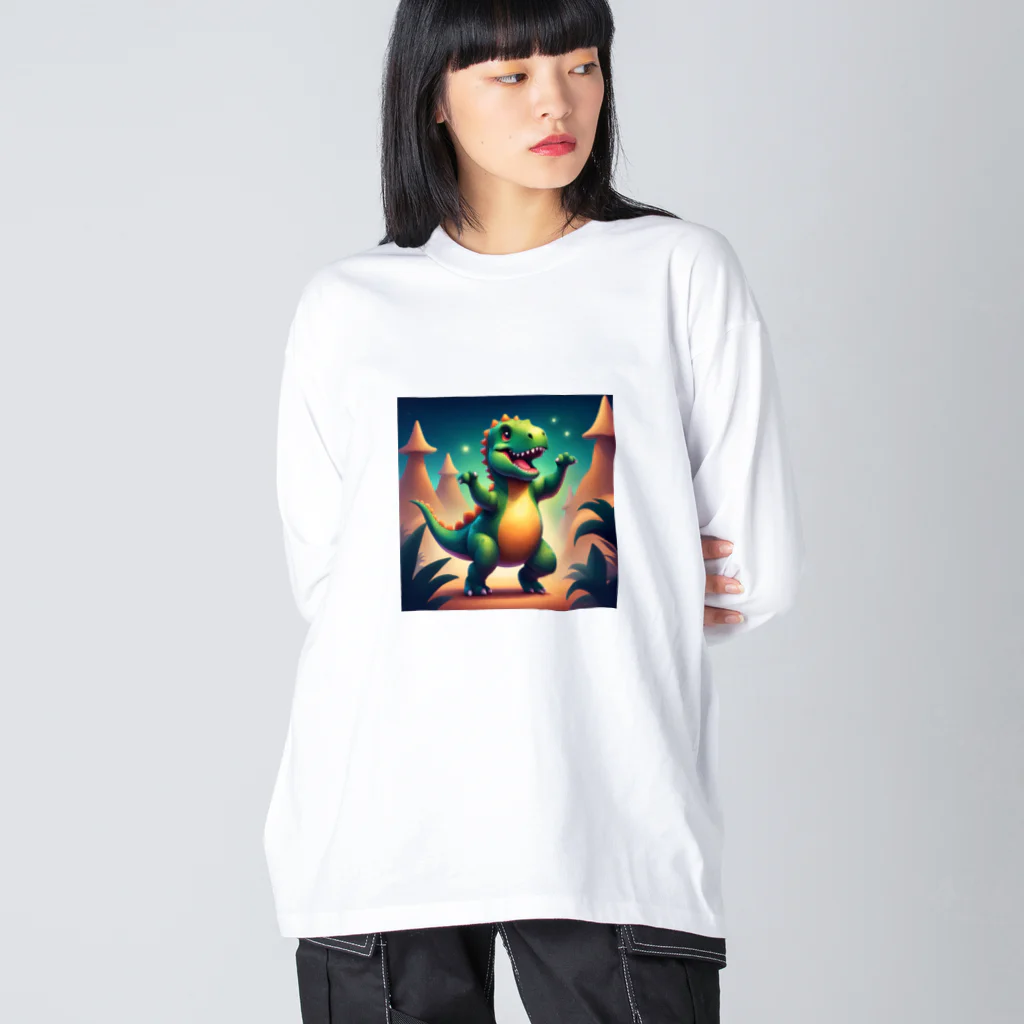 nvnの恐竜のダンス ビッグシルエットロングスリーブTシャツ