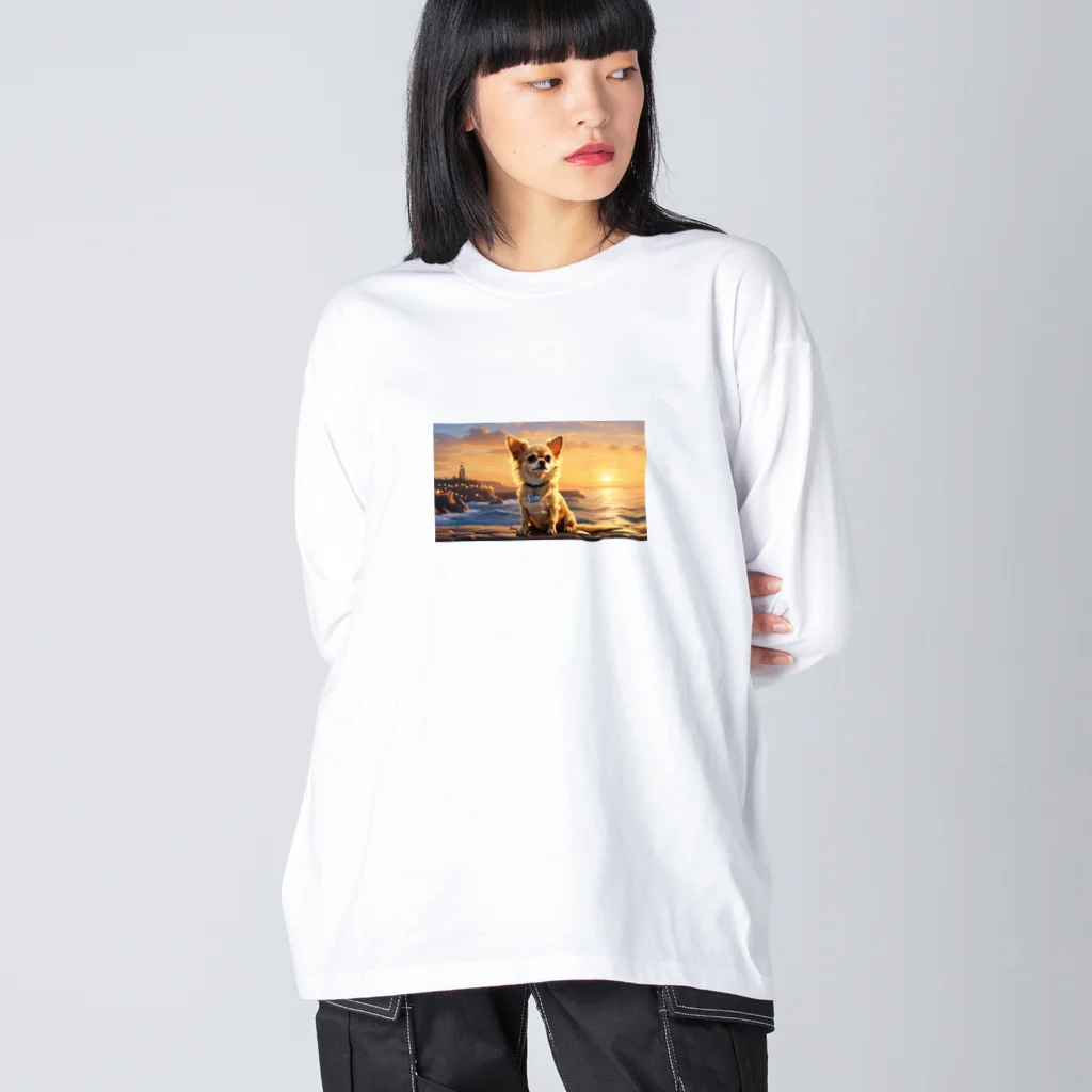 Welina_S-Artのサンセットチワワ ビッグシルエットロングスリーブTシャツ