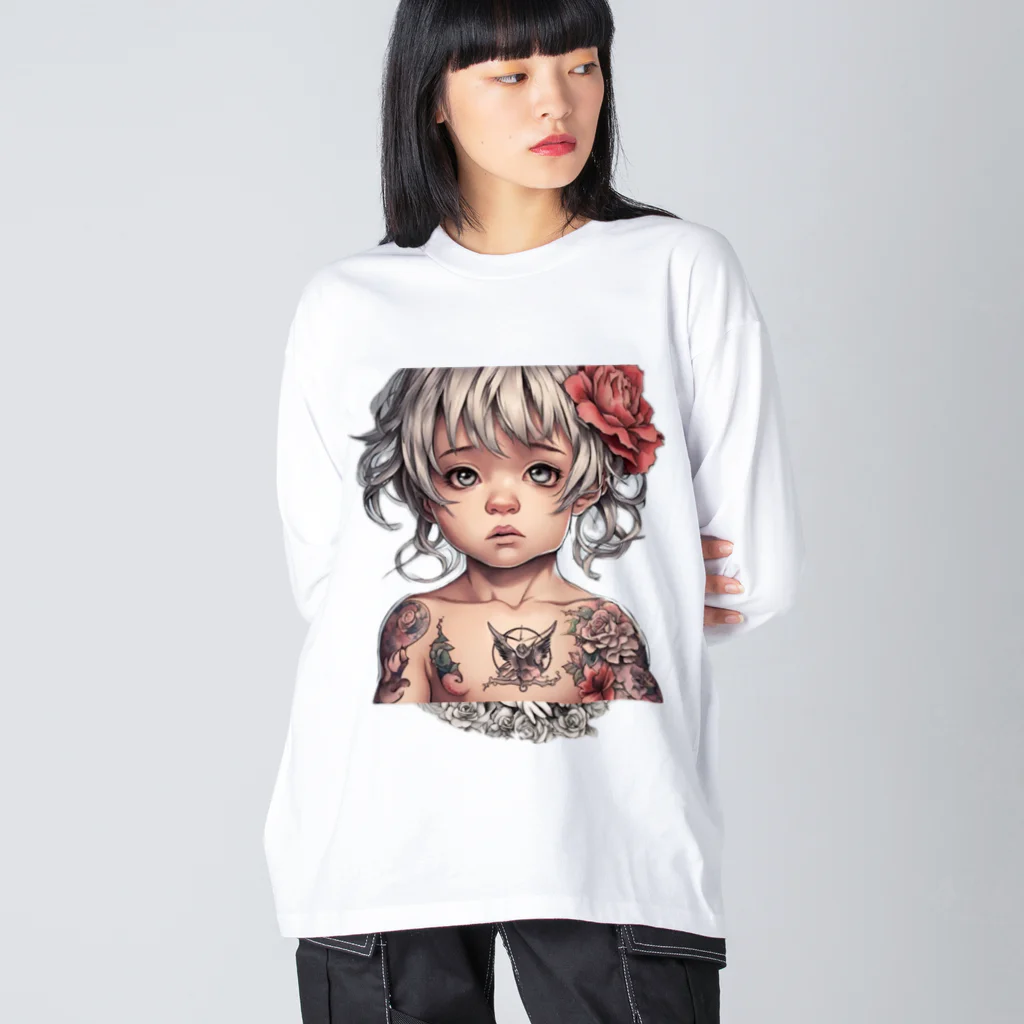 非常口社長の入れ墨少女 ビッグシルエットロングスリーブTシャツ