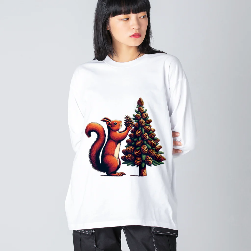 niko&PANDA shopのリスのクリスマス Big Long Sleeve T-Shirt