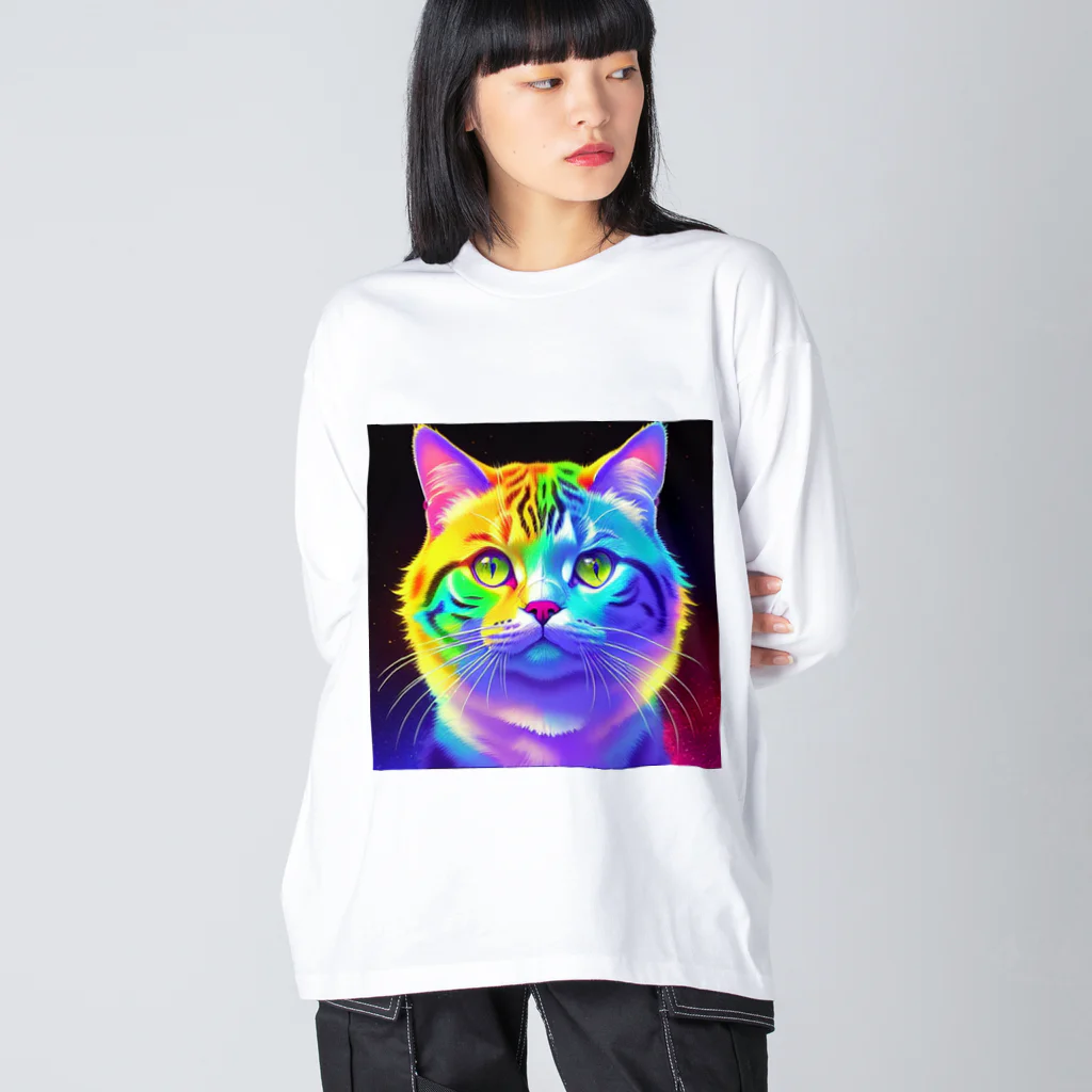 629_CAT_ARTのカラフルサイバーキャット vol3 Big Long Sleeve T-Shirt