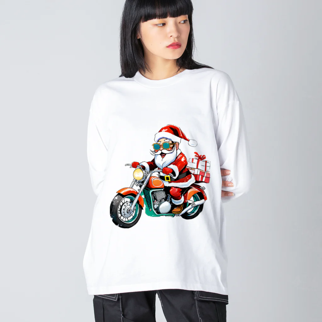 yu_uyふろんてぃあのハーレー好きなサンタ Big Long Sleeve T-Shirt