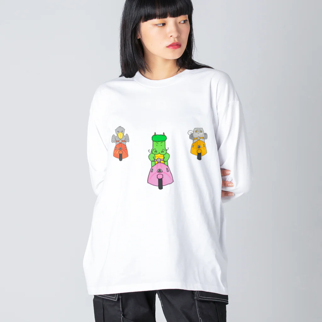 森図鑑の[森図鑑] 龍とハシビロコウとガマグチヨタカのツーリング Big Long Sleeve T-Shirt