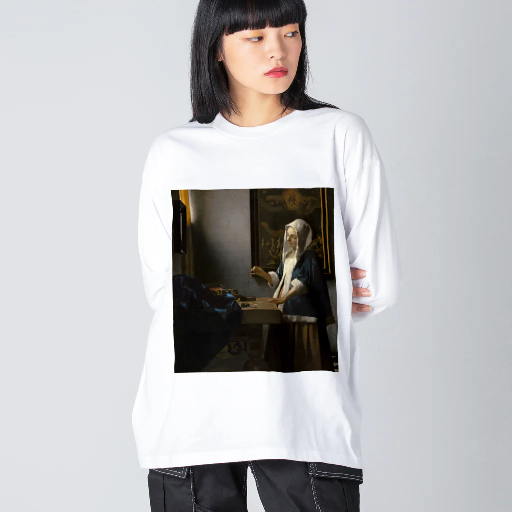 世界美術商店の天秤を持つ女 / Woman Holding a Balance ビッグシルエットロングスリーブTシャツ