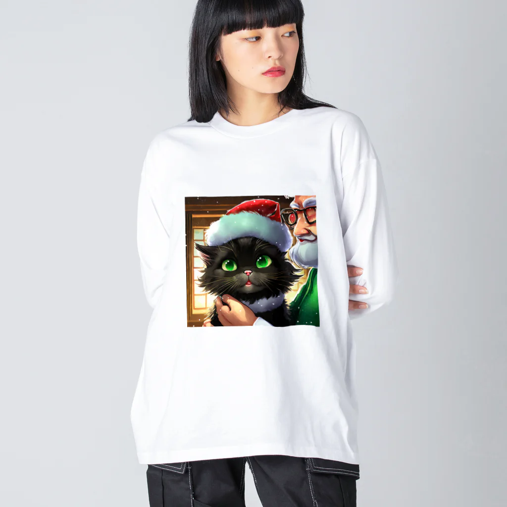 yoiyononakaのサンタクロースと黒猫02 Big Long Sleeve T-Shirt