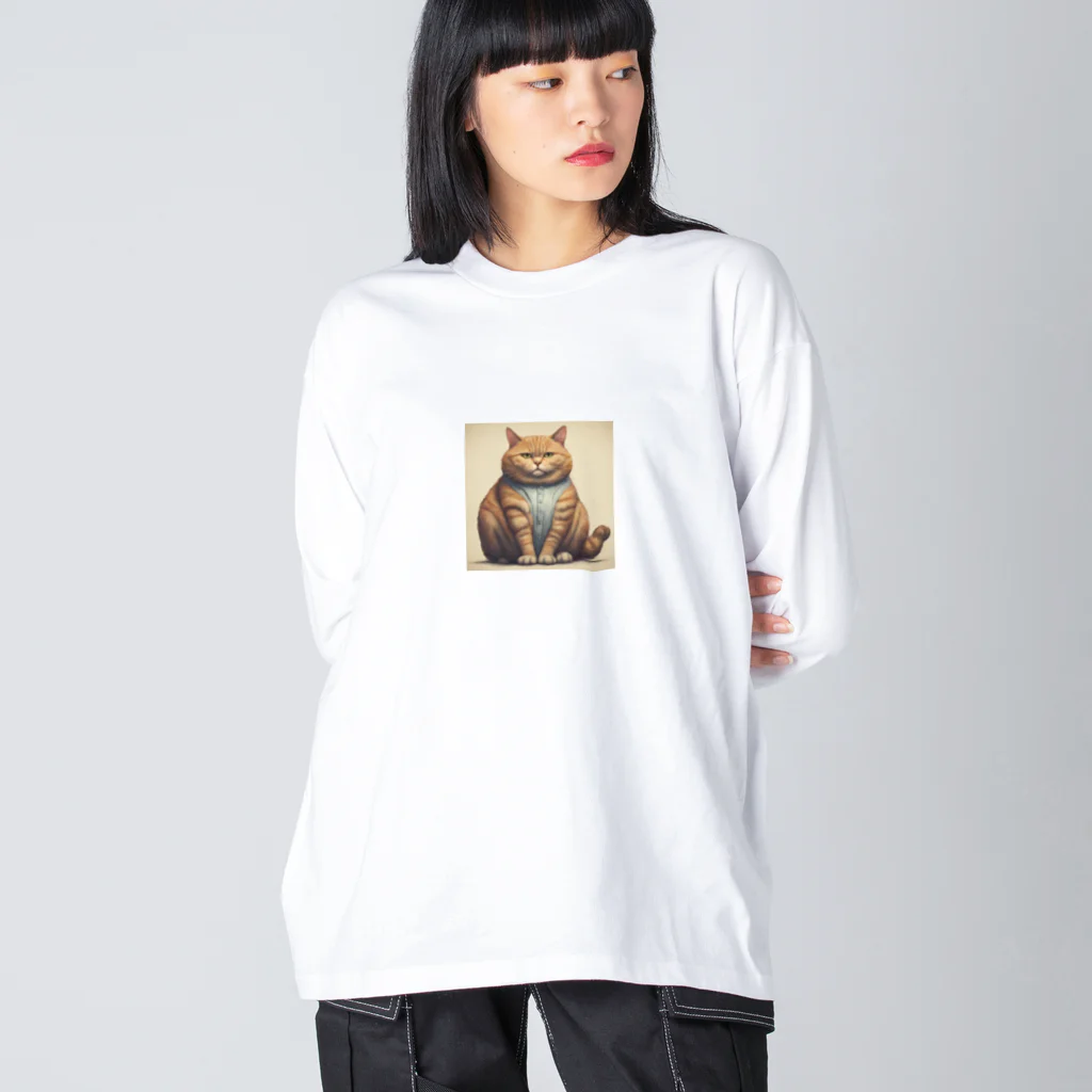 machakooのぽっちゃり猫 Big Long Sleeve T-Shirt