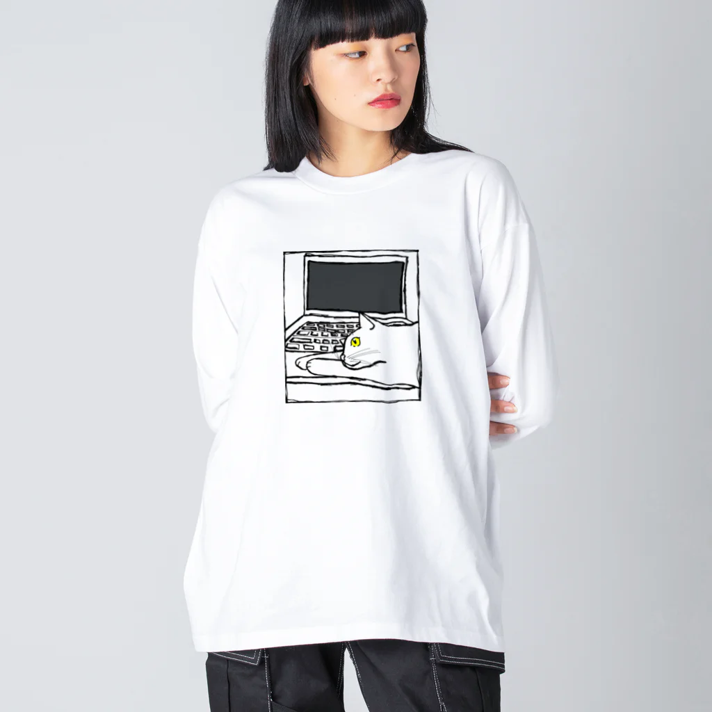 9livesworkの猫の手貸します。（黄色目） Big Long Sleeve T-Shirt