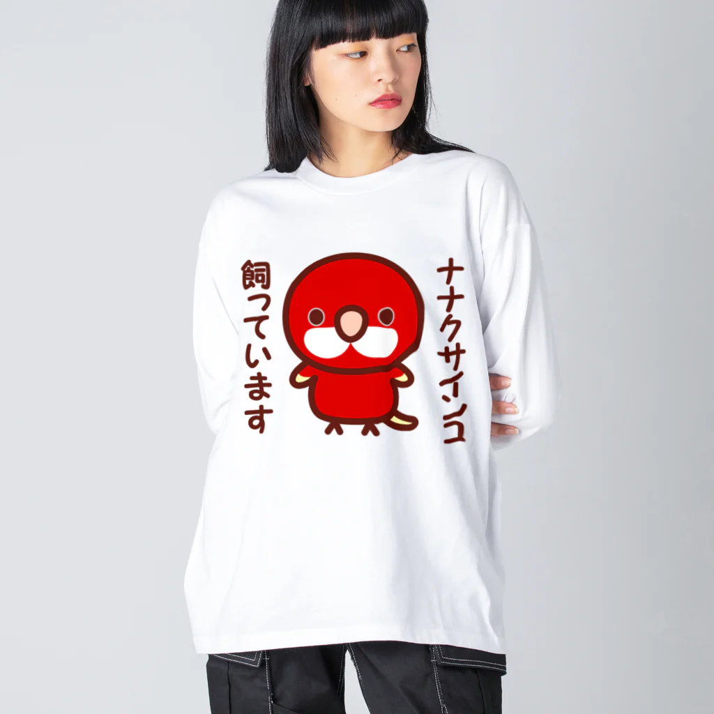 いんこ屋堂のナナクサインコ飼っています（ルビノー） ビッグシルエットロングスリーブTシャツ