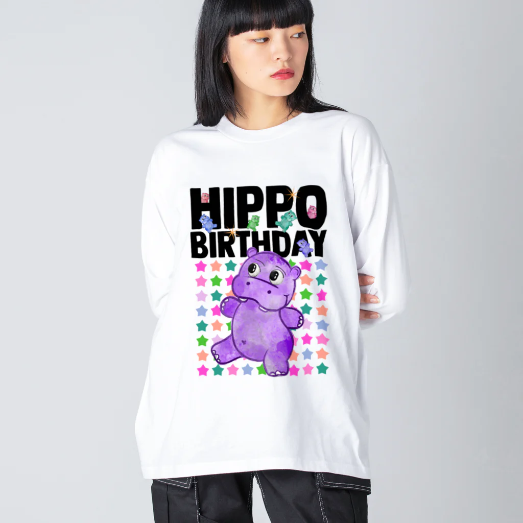 Hey! Kids KidsのHappy Birthday Hippo Birthday  ビッグシルエットロングスリーブTシャツ