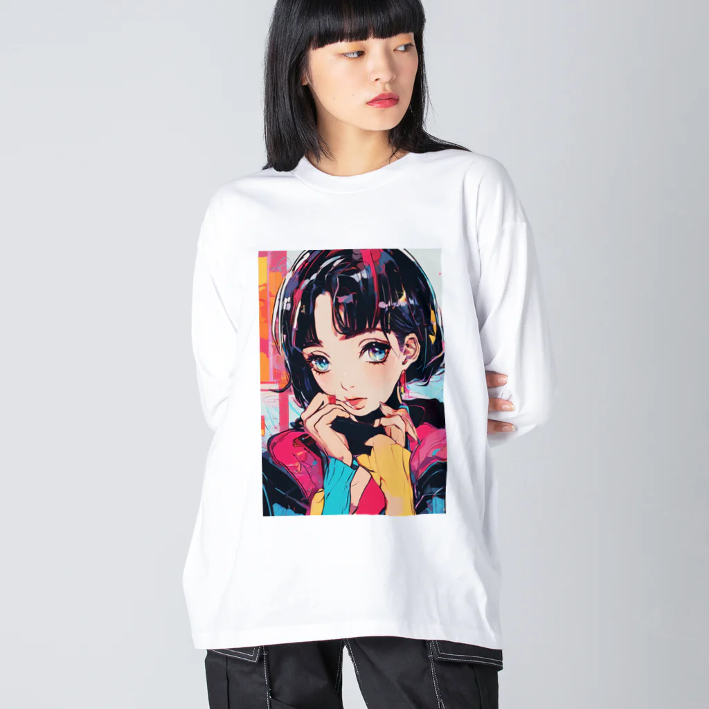 80s pop anime artのキュートな9 0 sアニメスタイル ビッグシルエットロングスリーブTシャツ