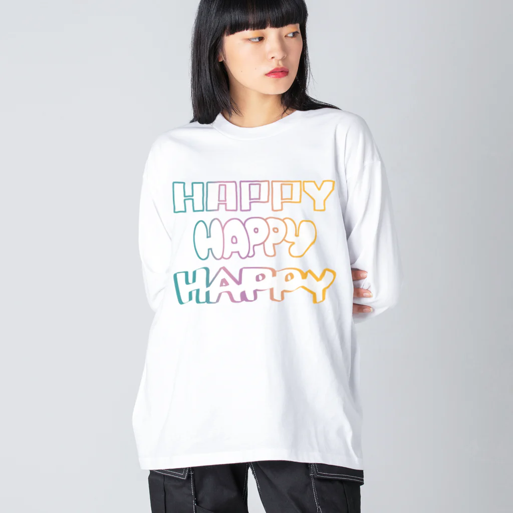 はしくれじゃいSHOPのHAPPYはっぴーハッピー Big Long Sleeve T-Shirt