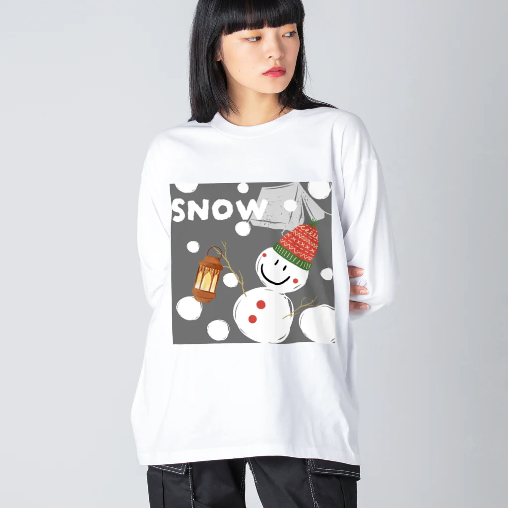 YF_familleの雪だるま ビッグシルエットロングスリーブTシャツ