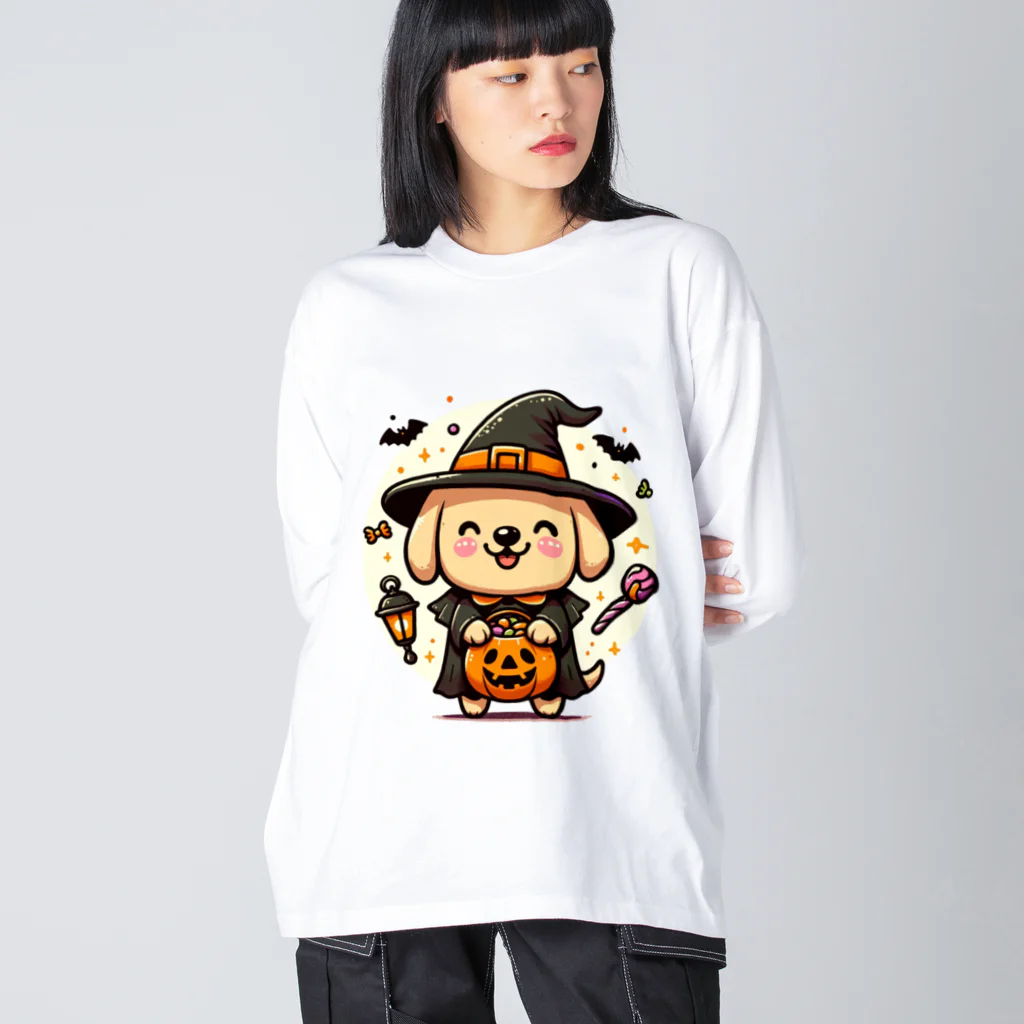 sakurafubukiのハロウィンワンコ・ランタンライトアップ ビッグシルエットロングスリーブTシャツ