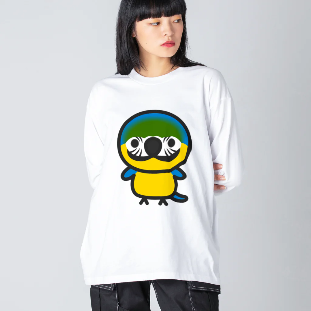 いんこ屋堂のルリコンゴウインコ ビッグシルエットロングスリーブTシャツ