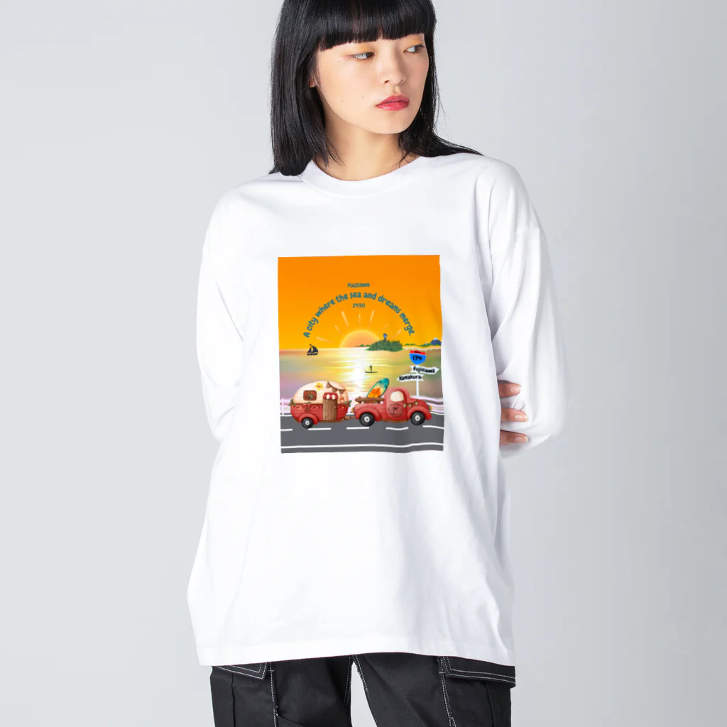 CyberArmadilloの湘南藤沢（2430）夕焼けコレクション Big Long Sleeve T-Shirt