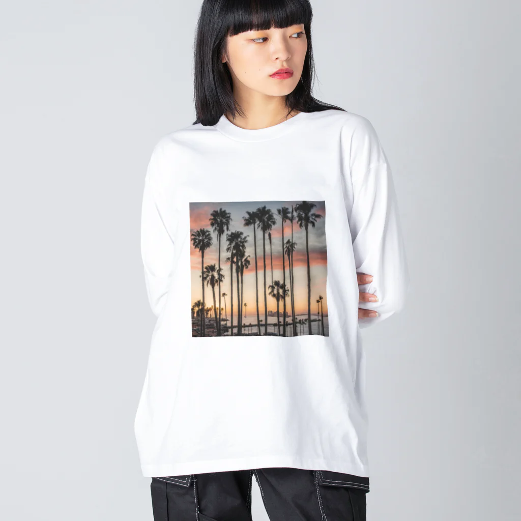 サーフサイドファッションのサンセットビーチパーム Big Long Sleeve T-Shirt