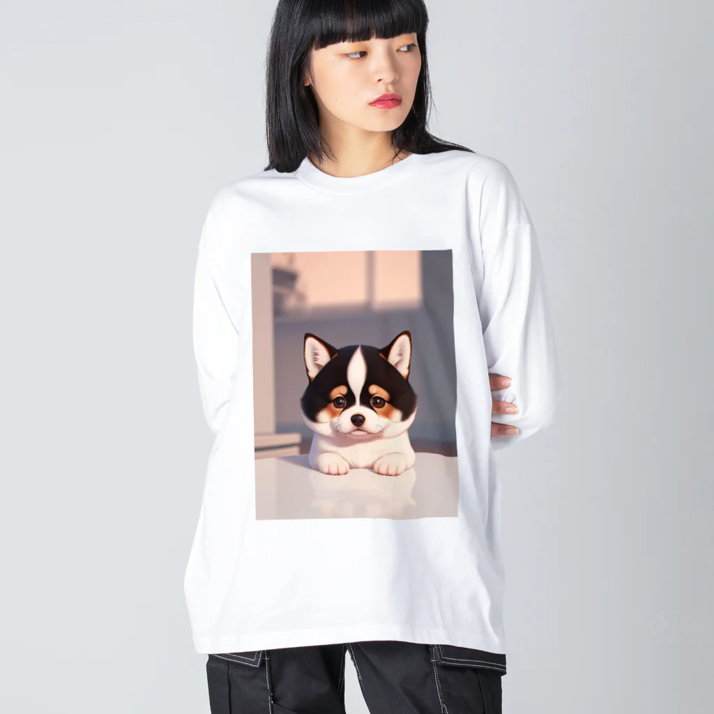 かわいい女の子とシュールな絵の子猫なしばちゃん Big Long Sleeve T-Shirt