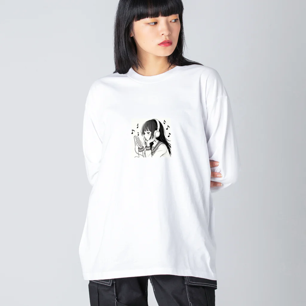 kibou0304の音楽を聴く女の子 Big Long Sleeve T-Shirt