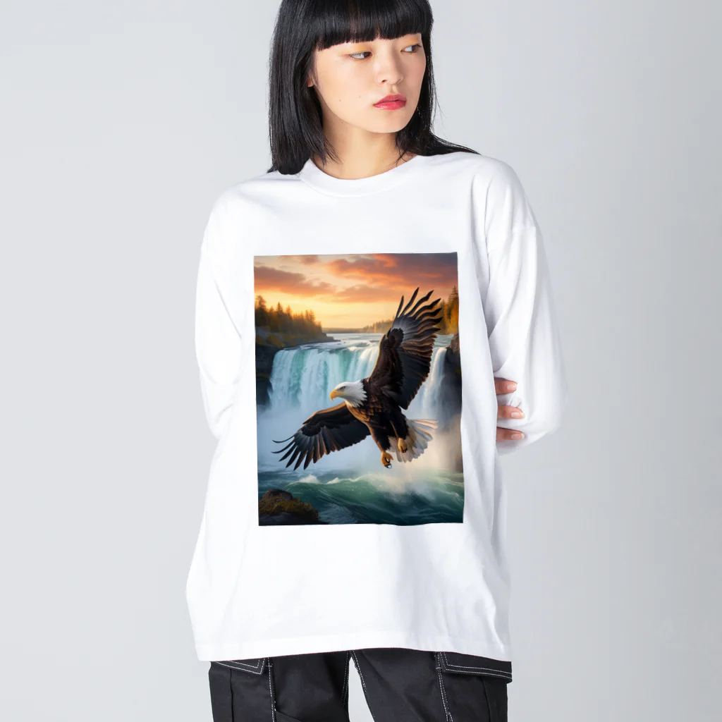 CHIKUSHOのナイアガラの滝と大鷲 Big Long Sleeve T-Shirt
