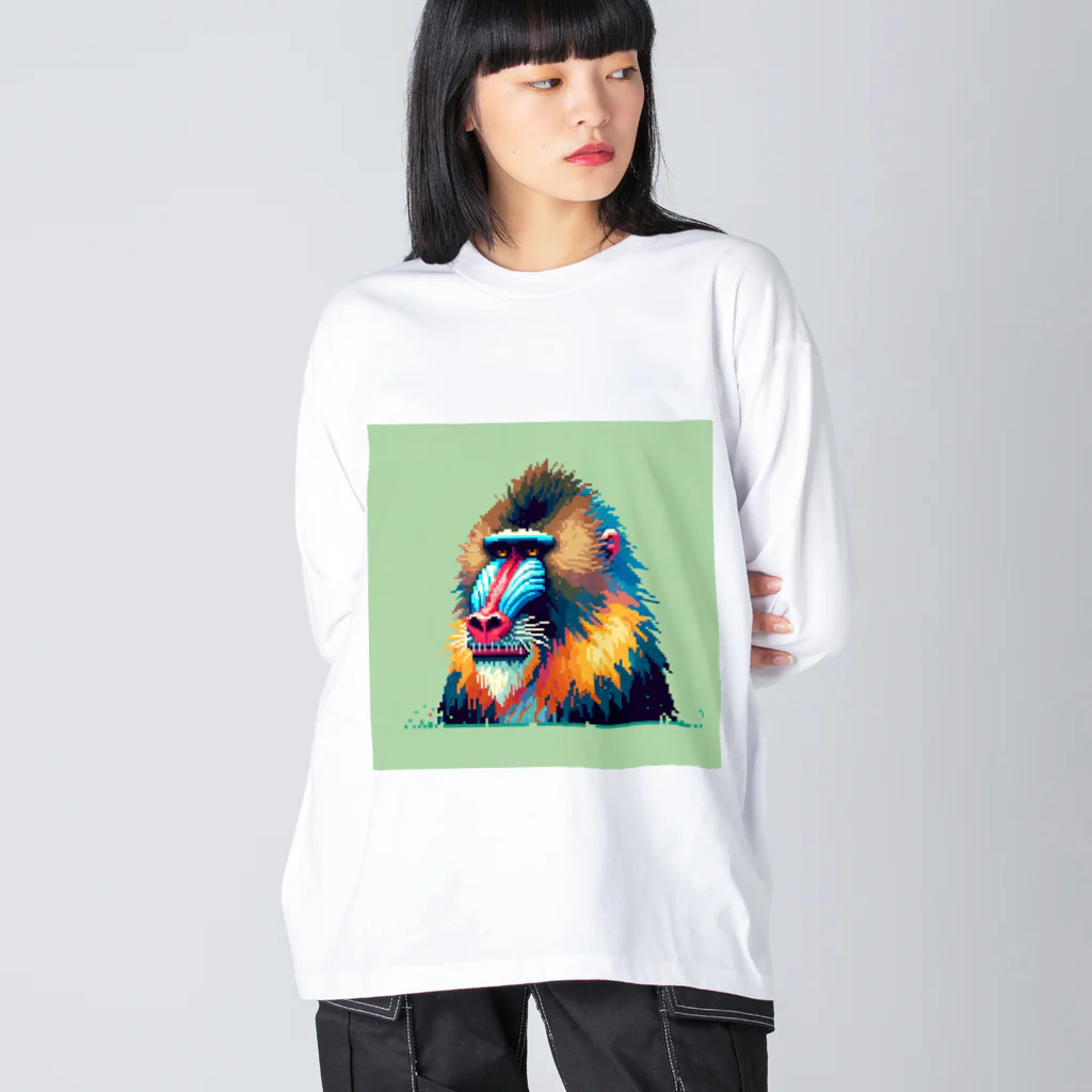 ippofumiのカラフルなマンドリルのドット絵 Big Long Sleeve T-Shirt