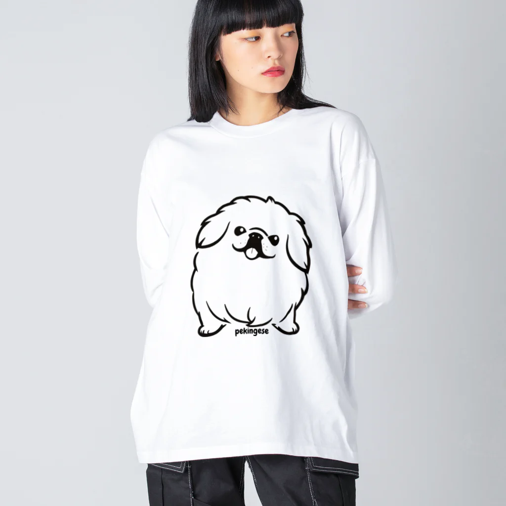 ファンシーTシャツ屋のモノクロペキニーズちゃん Big Long Sleeve T-Shirt