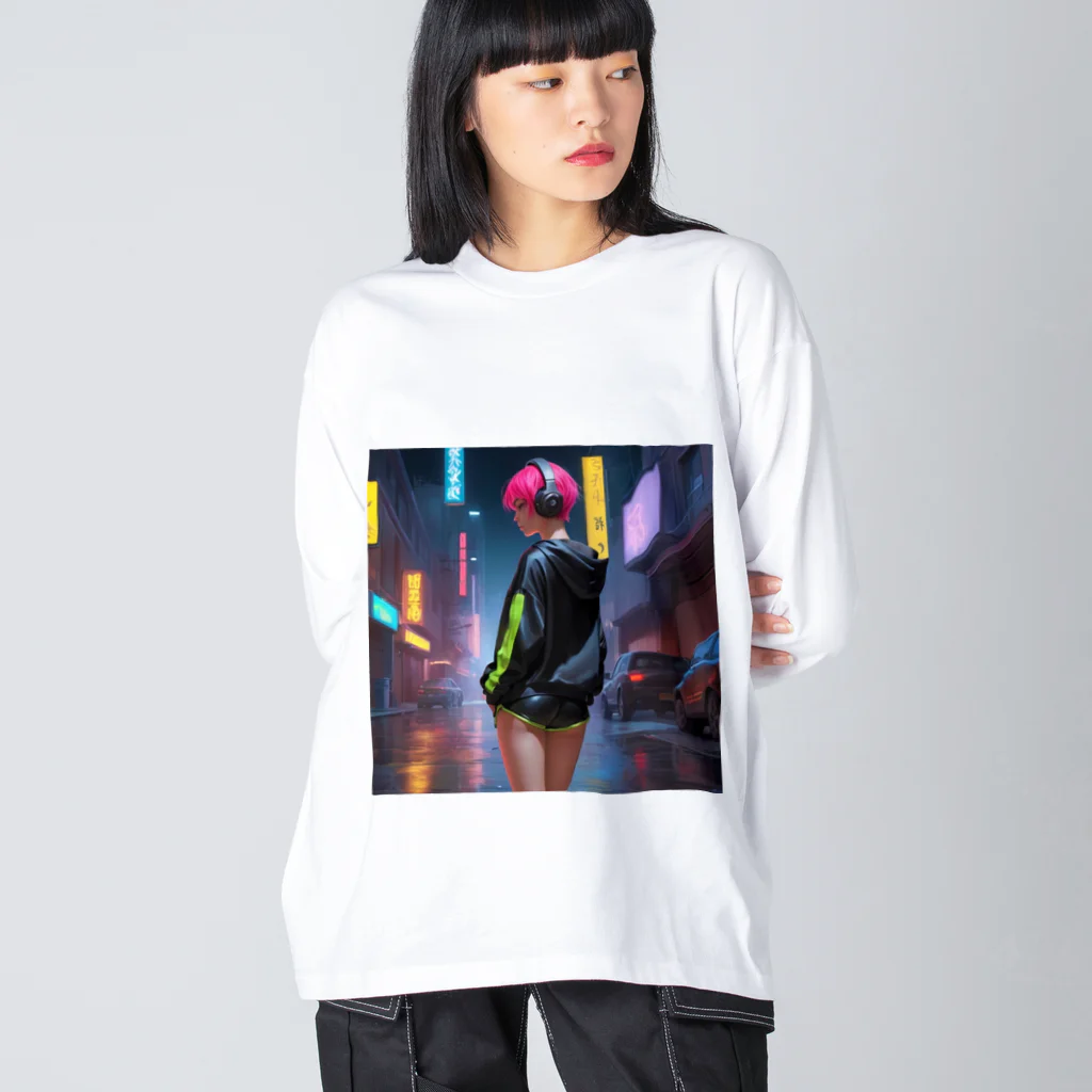 shiba9のCyber Girl ビッグシルエットロングスリーブTシャツ