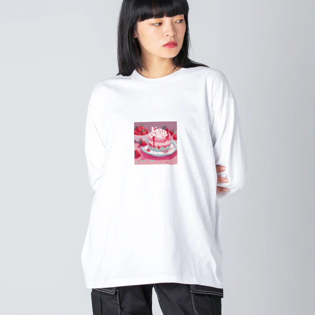 uchakyumaのいちごケーキにネコ Big Long Sleeve T-Shirt