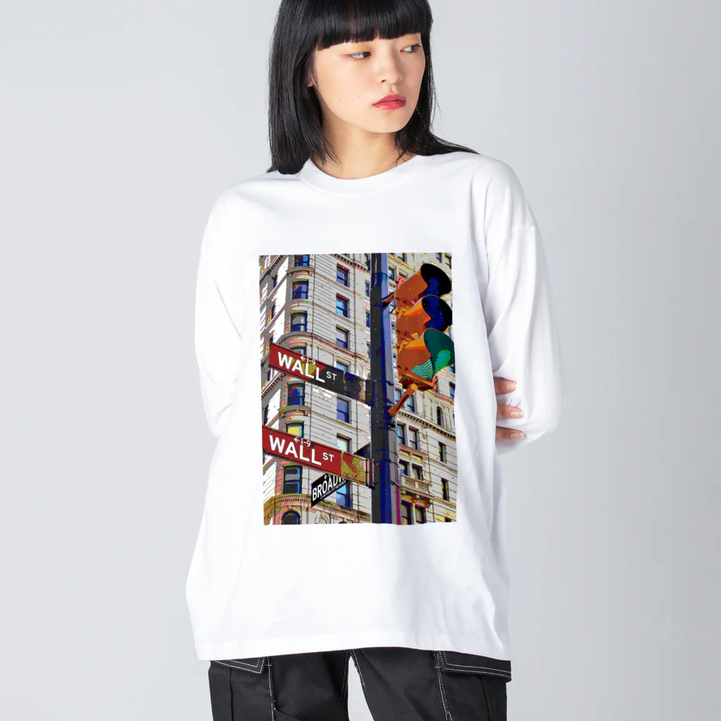 GALLERY misutawoのニューヨーク ウォール街の信号機 Big Long Sleeve T-Shirt