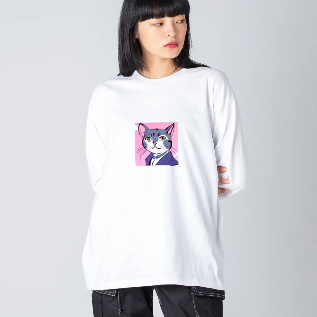 はまみるの精一杯のイケメン猫 ビッグシルエットロングスリーブTシャツ