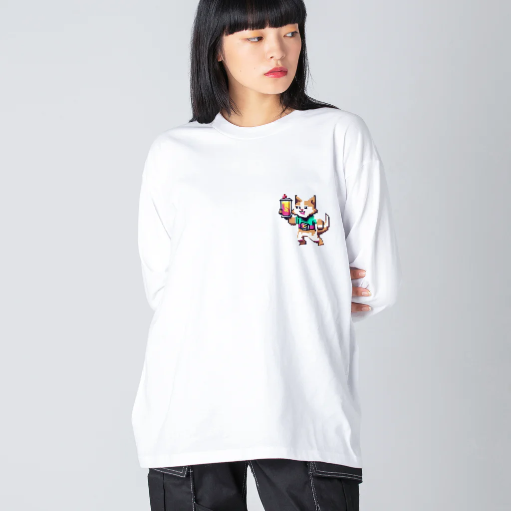 pikunekoのpikuneko　エナジー猫 ビッグシルエットロングスリーブTシャツ