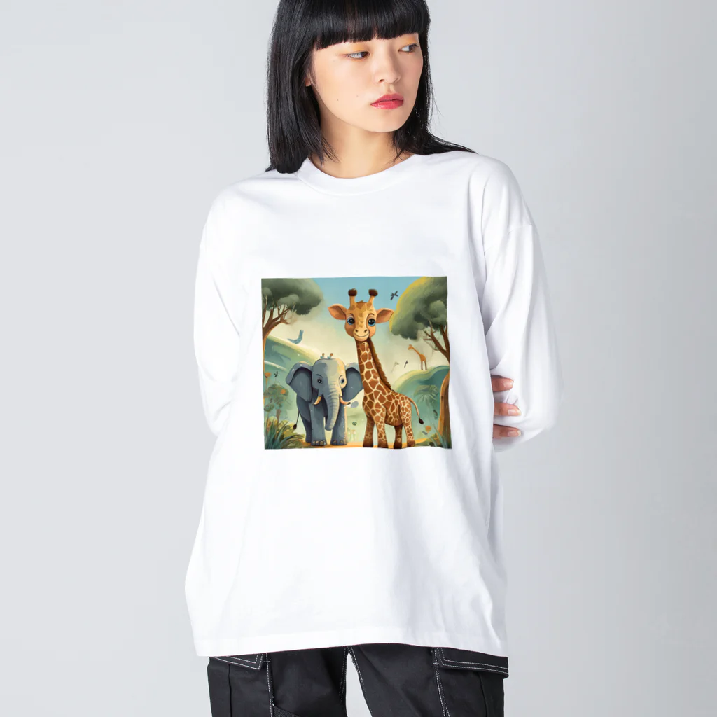 Happy Shopのゾウとキリン① Big Long Sleeve T-Shirt