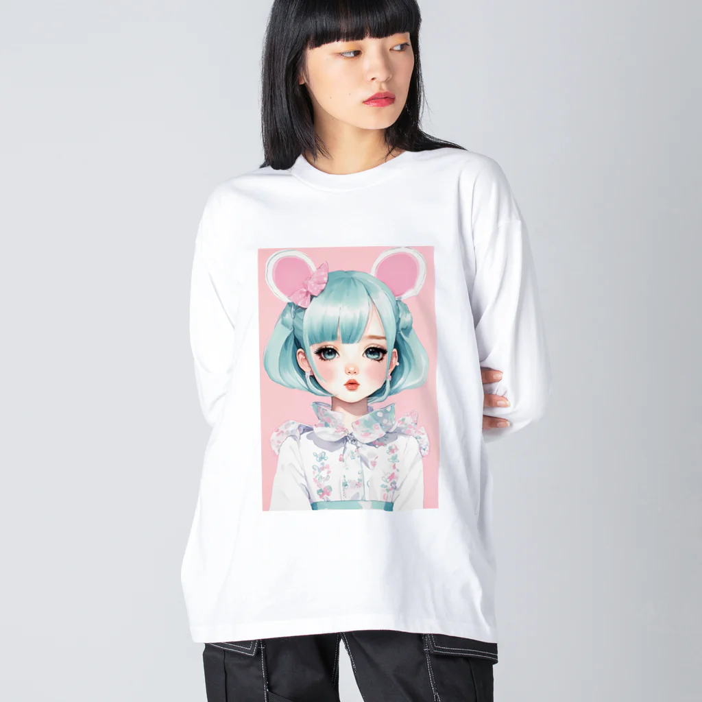 AI-srt-designのスウィート・ミント・ドリーミング・ガール Big Long Sleeve T-Shirt