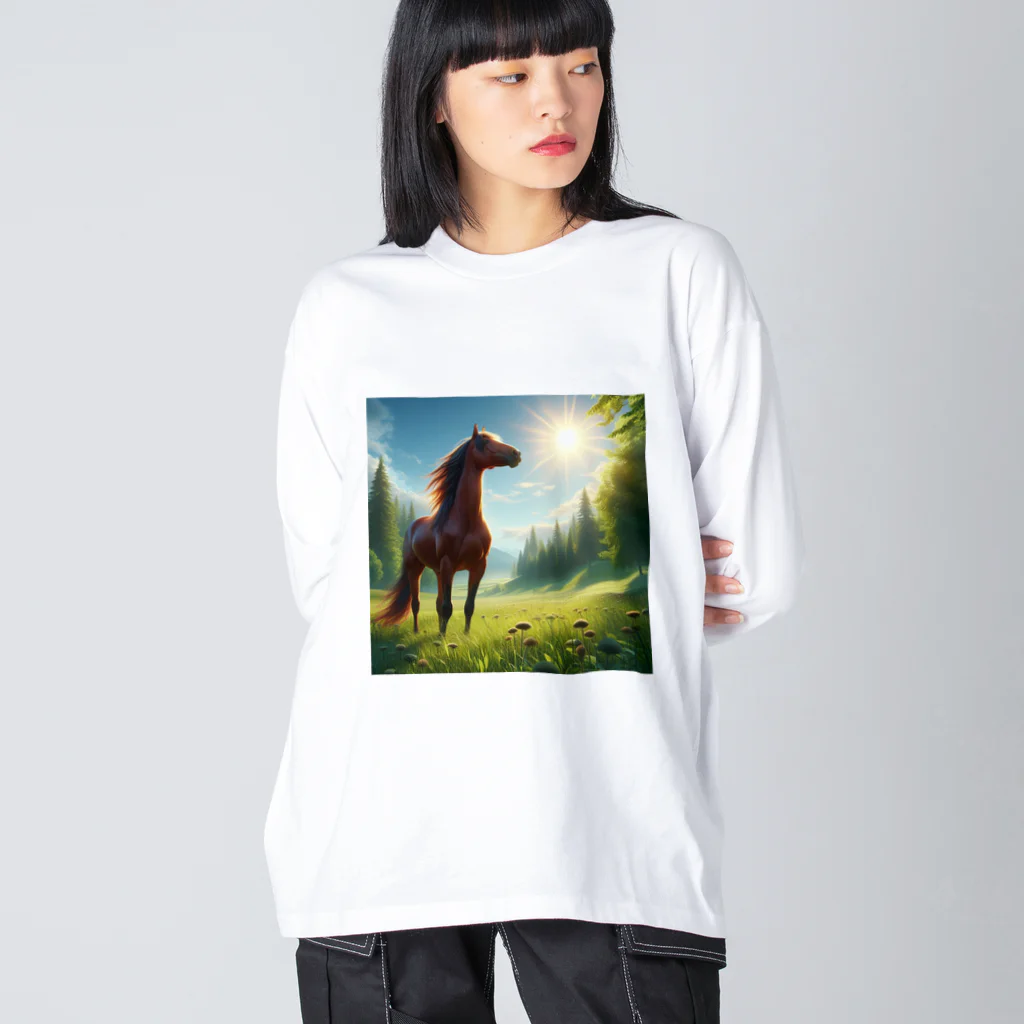 のんきさんの太陽と馬 Big Long Sleeve T-Shirt