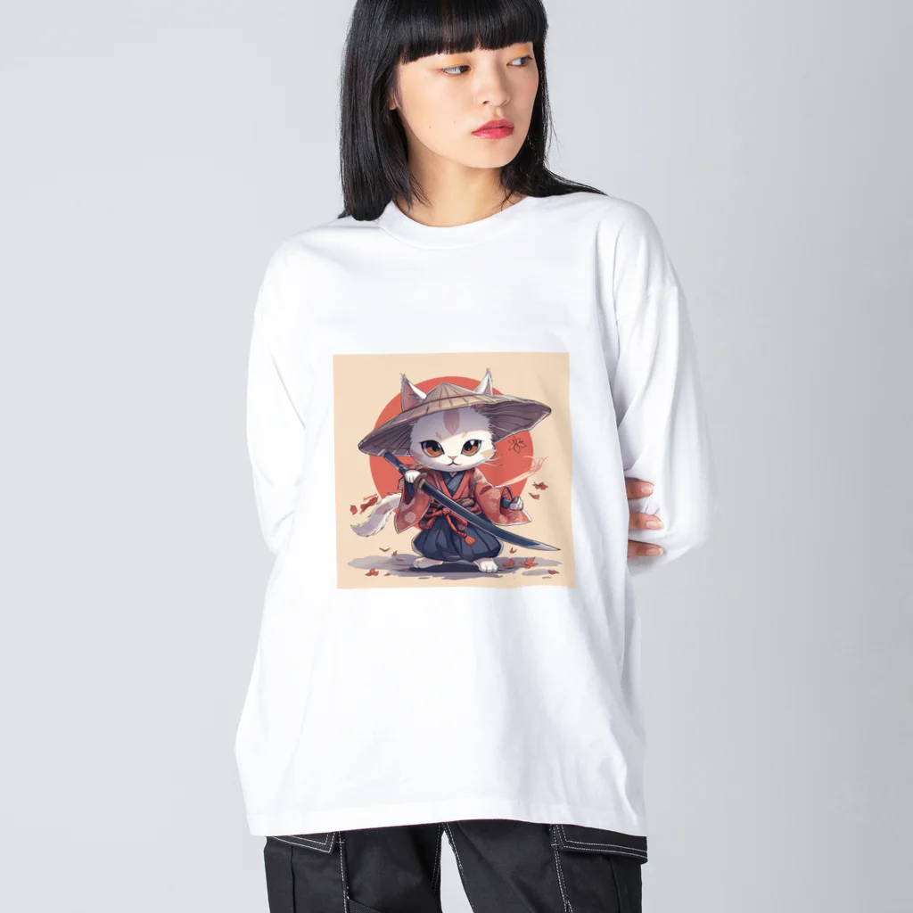 luckycongochanのNeko Samurai Big Long Sleeve T-Shirt