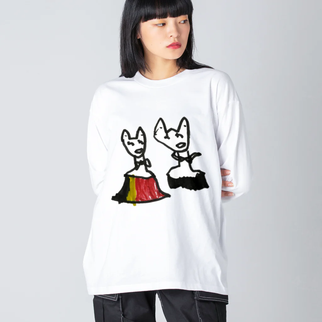 BWfamilyのおやまのきつねのおんなのこ ビッグシルエットロングスリーブTシャツ