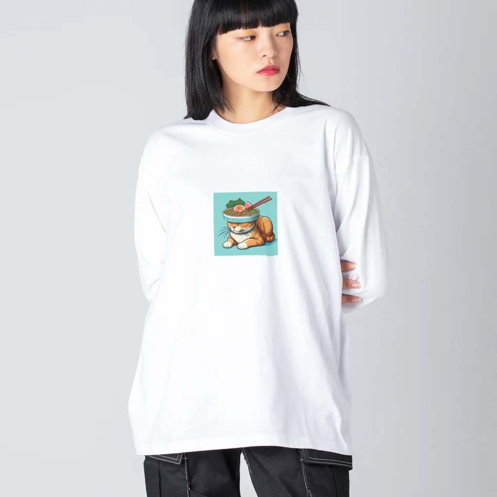 ベルギービールバー麦酒本舗公式グッズのラーメン猫 Big Long Sleeve T-Shirt