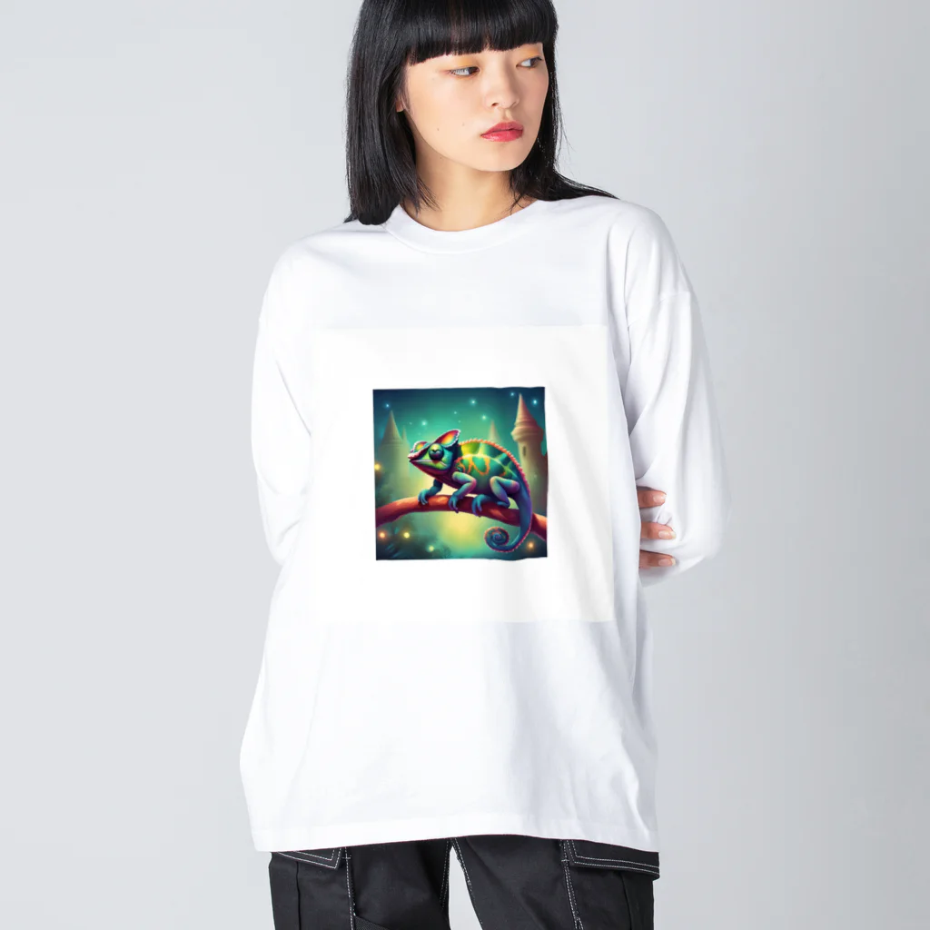 SUZURIの幻想的なカメレオン ビッグシルエットロングスリーブTシャツ