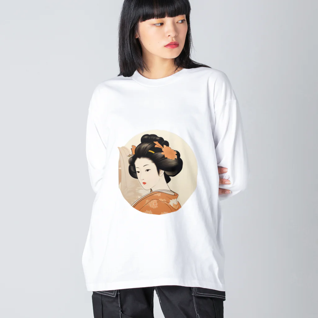 manyou-lab_Ukiyo-eの浮世絵 美人画 Ukiyoe beauty painting [UB-MJ52-SR001-0004] ビッグシルエットロングスリーブTシャツ