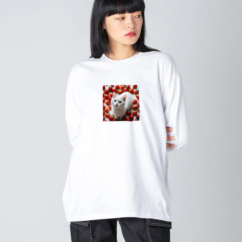 kiryu-mai創造設計のいちごねこ・スクエア Big Long Sleeve T-Shirt